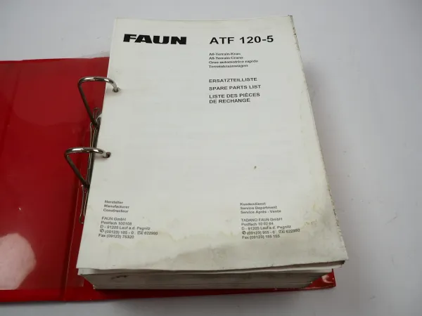 Faun ATF 120-5 Mobilkran Ersatzteilliste Ersatzteilkatalog Spare Parts List