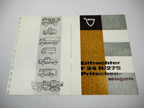 Faun F 24 D/275 Eilfrachter Pritschenwagen Prospekt Technische Daten 1950er J.
