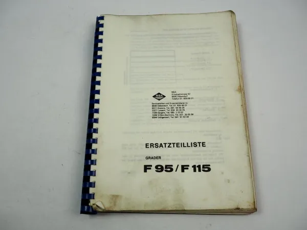 MBA O&K Frisch F95 F115 Grader Ersatzteilliste Ersatzteilkatalog