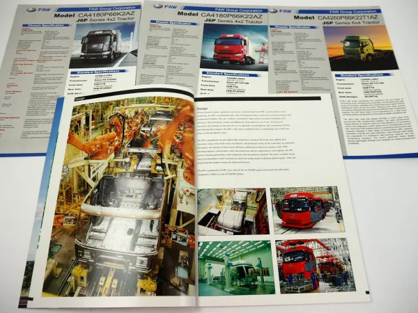 FAW J6P Heavy 4x2 6x4 Tractors Truck 4x Brochure LKW Prospekt China 2008