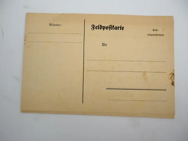 Feldpost WK1 Feldmappe mit 5x Kurzbrief und 10x Postkarten blanko 1914-18
