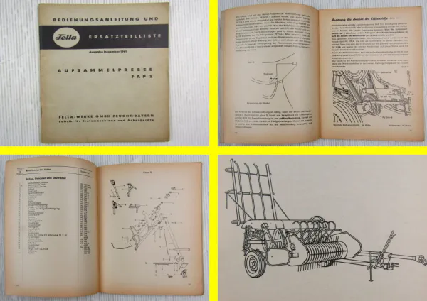 Fella Aufsammelpresse FAP3 Ersatzteilliste Bedienungsanleitung 12/1961