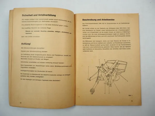 Fella FKM165 Kreiselmäher Betriebsanleitung Ersatzteilliste 1976