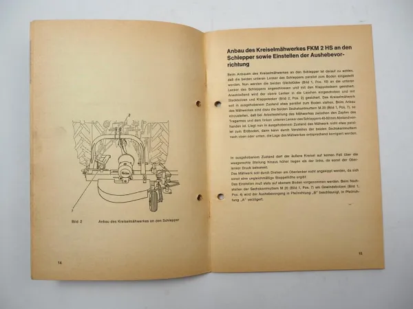 Fella FKM2HS Kreiselmähwerk Betriebsanleitung Ersatzteilliste 1972