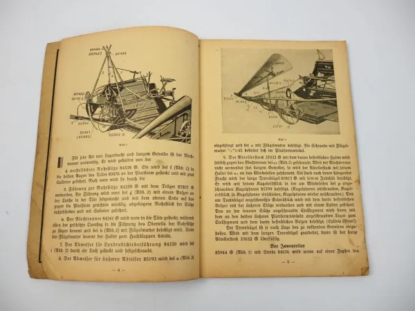 Fella Leege Bindemäher Typ F6/F7 Betriebssanleitung Ersatzteilliste 1939