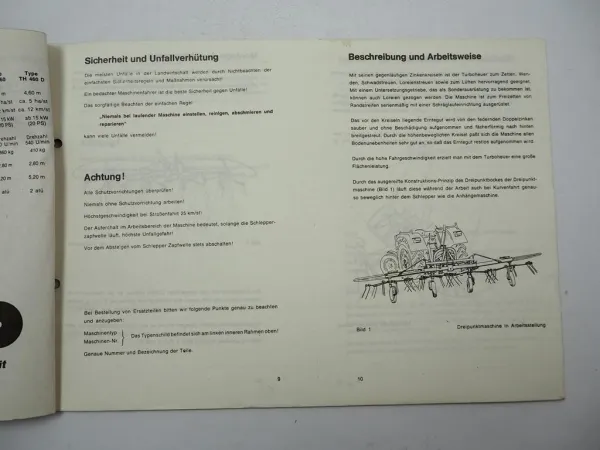 Fella TH 380 460 D Turboheuer Bedienungsanleitung Ersatzteilliste 1980