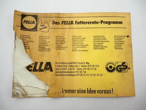 Fella TH 440D 520D Hydro Turboheuer Bedienungsanleitung Ersatzteilliste 1989
