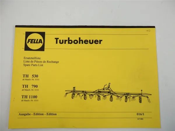 Fella TH350 TH790 TH1100 Turboheuer Parts List Ersatzteilliste