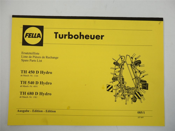 Fella TH450D TH680D Hydro Turboheuer Parts List Ersatzteilliste