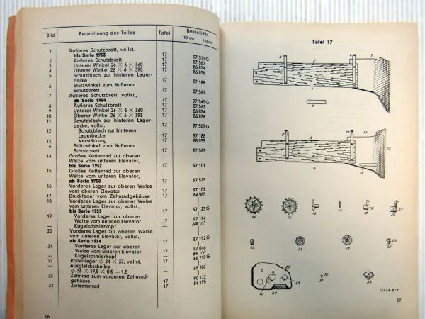 Fella Zapfwellenbindemäher SH Ersatzteilliste Ersatzteilkatalog 1958