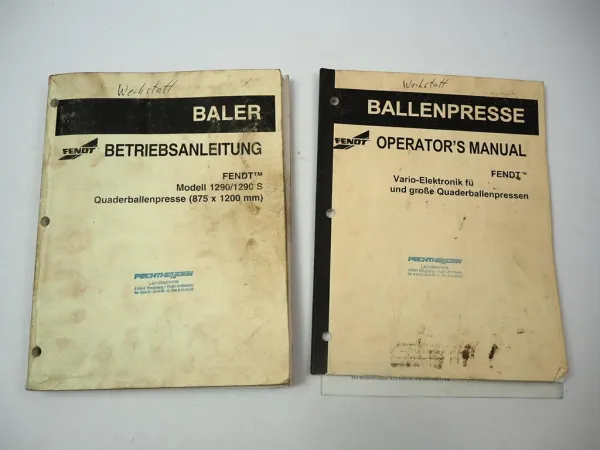 Fendt 1290 1290S Quaderballenpresse Betriebsanleitung Wartung Elektronik 2002/03