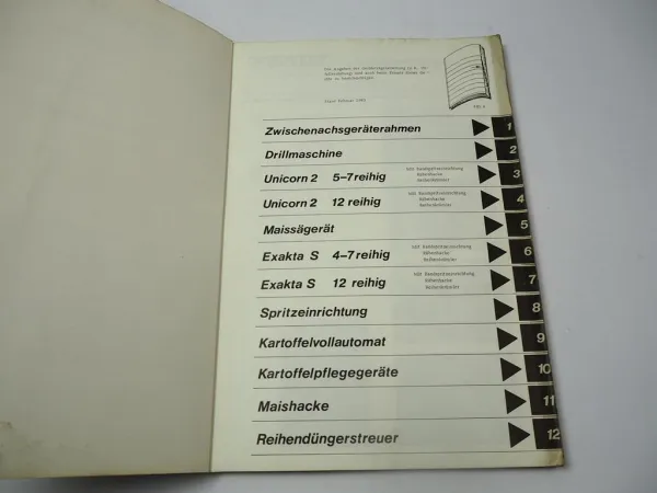 Fendt 231 250 255 275 GT Geräteträger Arbeitsgeräte Betriebsanleitung 1982