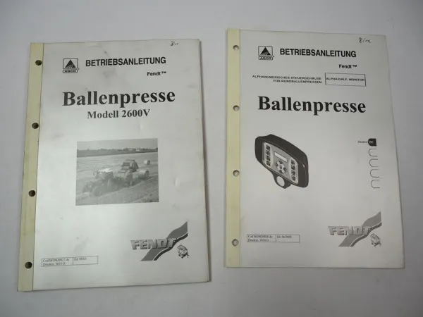 Fendt 2600V Rundballenpresse Betriebsanleitung Bedienung Wartung 2003