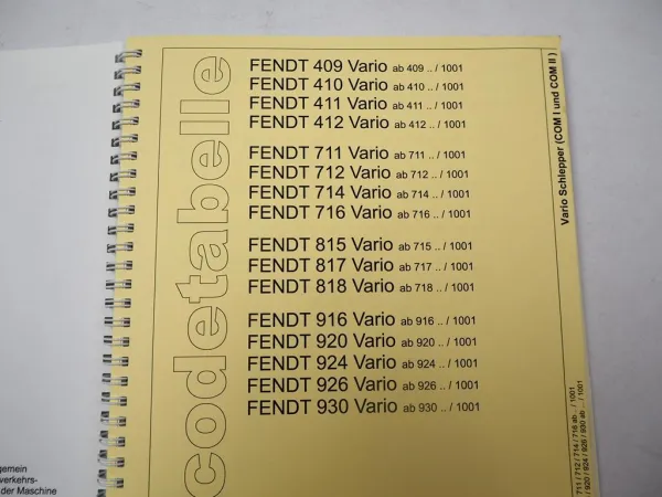 Fendt 300 400 700 800 900 Vario Schlepper Störcode Tabelle Fehlersuche 2007