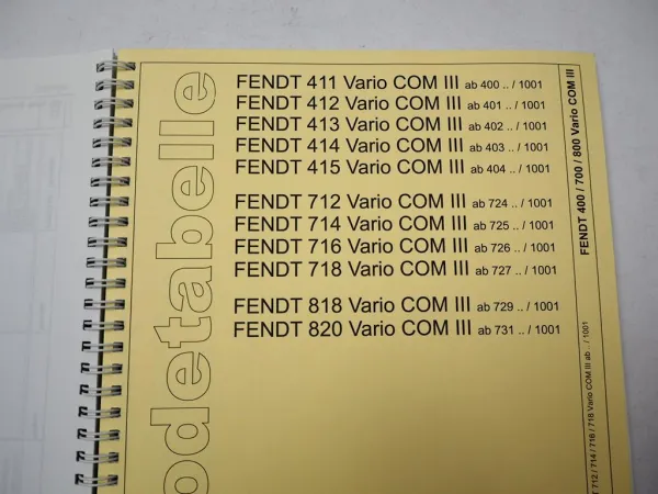 Fendt 300 400 700 800 900 Vario Schlepper Störcode Tabelle Fehlersuche 2007