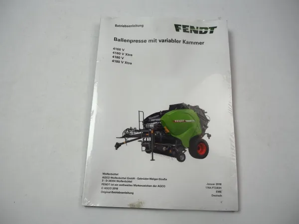 Fendt 4160 4180 V Xtra Rundballen Presse Betriebsanleitung 2018