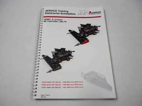 Fendt 8380P 8410P 9470X Mähdrescher Service Training Elektrik Schaltplan 2016