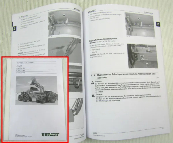 Fendt Cargo 3X 4X 5X Frontlader Betriebsanleitung Bedienung und Wartung 2015