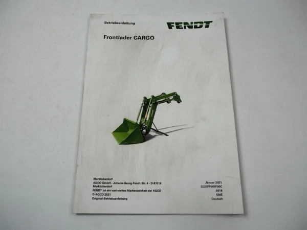 Fendt Cargo 3X 4X 5X Frontlader Betriebsanleitung Bedienung Wartung 2021