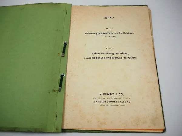 Fendt F220 GT 19 PS Geräteträger & Arbeitsgeräte Betriebsanleitung 1958