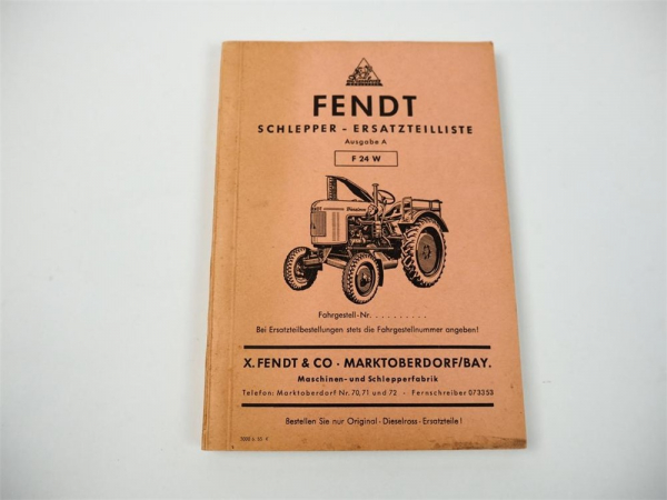 Fendt F24W Schlepper Ersatzteilliste 1955
