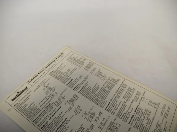 Fendt Geräteträger F 275 GT Technische Daten Anzugswerte Datenblatt 1976