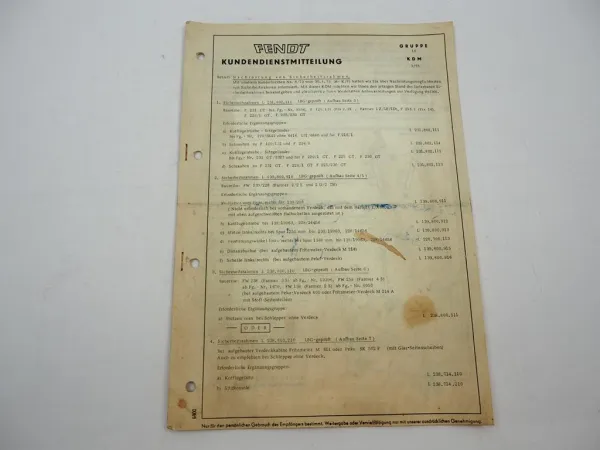 Fendt GT Favorit Farmer Kundendienstmitteilung Sicherheitsrahmen 3/75