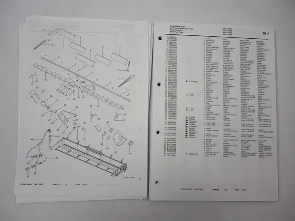 Fendt WWHU 18 20 22 25 30 35 Schneidwerk für Mähdrescher Ersatzteilliste 2015