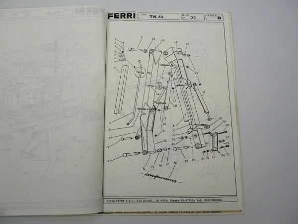 Ferri TK50 Serie 3 Böschungsmäher Betriebsanleitung Ersatzteilliste 1994/95