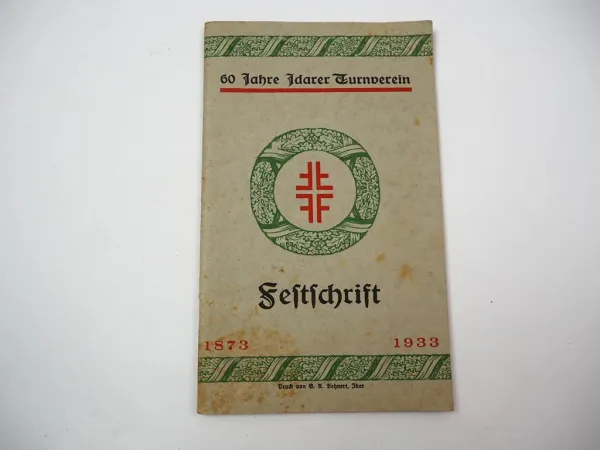 Festschrift 60 Jahre Turnverein Idar Oberstein 1933 Rheinland-Pfalz