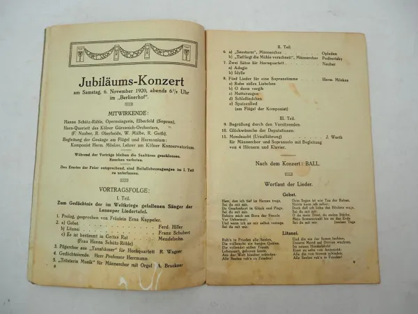 Festschrift 90 Jahre Lenneper Liedertafel Gesangsverein Remscheid 1920