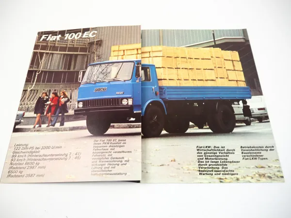 Fiat 100EC Pritschenwagen LKW Prospekt 1970er Jahre