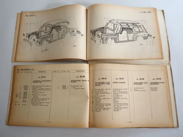 Fiat 1100D Ersatzteilliste Catalogo parti di ricambio 1964