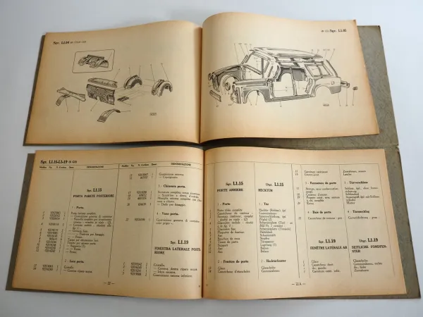 Fiat 1100D Kombi Karosserie Ersatzteilliste Catalogo parti di ricambio 1963