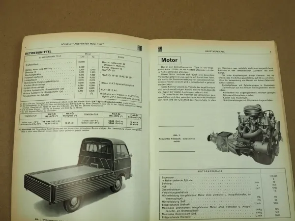 Fiat 1100T 217D Merkmale Daten Überholung Werkstatthandbuch 1963