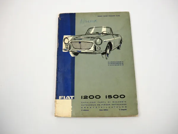 Fiat 1200 1500 Cabriolet Karosserie Ersatzteilliste Catalogo parti ricambio 1961