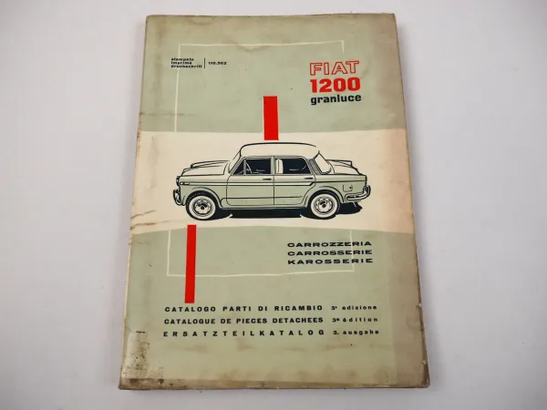 Fiat 1200 Granluce 103G Karosserie Ersatzteilliste Catalogo parti ricambio 12/59