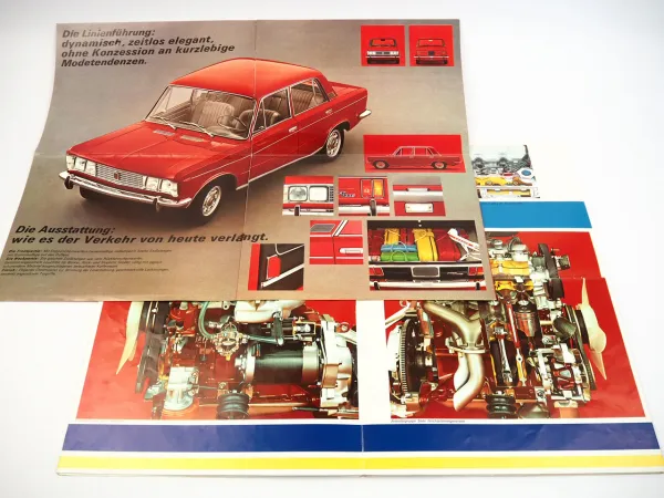 Fiat 125 2x Prospekt mit technischen Daten 1969