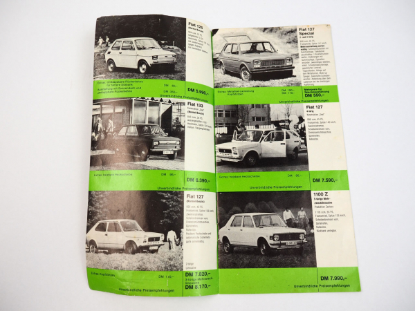 Fiat 126 127 128 130 131 132 133 X1/9 1100 PKW Preisliste 1976