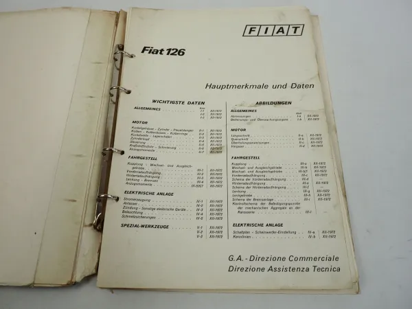 Fiat 126 Technische Daten 2x Ersatzteilliste Catalogo Parti di Ricambio 1972