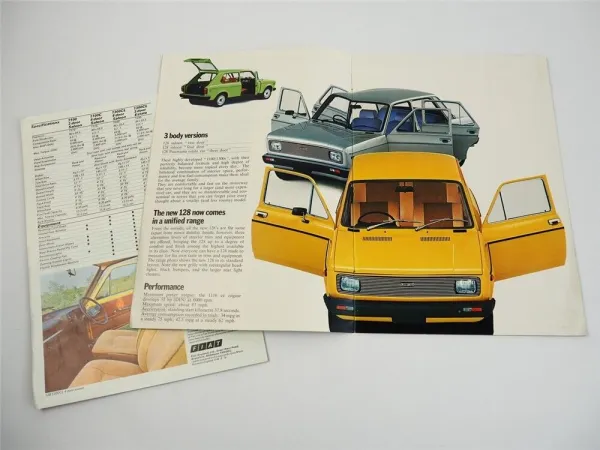 Fiat 128 Car PKW 2x Prospekt Brochure 1976