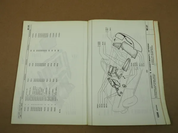 Fiat 1500 118K Ersatzteilliste Karosserie 1967 Parts List parti di ricambio