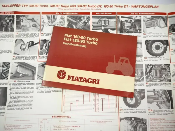 Fiat 160-90 180-90 Turbo Traktor Betriebsanleitung Schaltplan Wartungsplan 1991