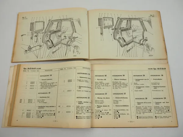 Fiat 1800 Karosserie Ersatzteilliste Catalogo parti di ricambio 1959
