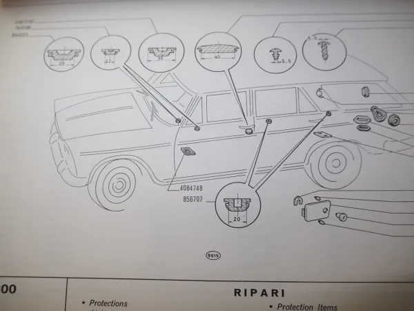 Fiat 2300 Karosserie Ersatzteilkatalog 1968 spare parts list bodywork