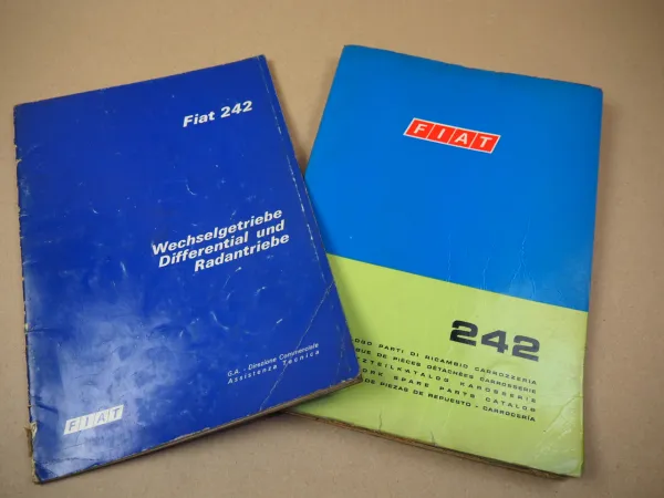 Fiat 242 Transporter Ersatzteilliste Karosserie + Werkstatthandbuch Getriebe