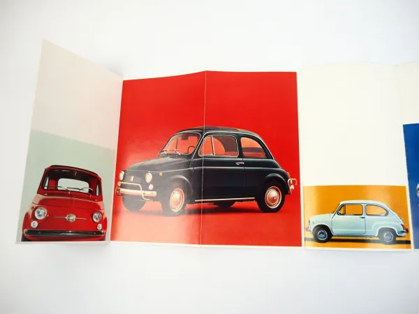 Fiat 500 600 850 1100 124 125 Dino Produktprogramm PKW Prospekt 1960er Jahre