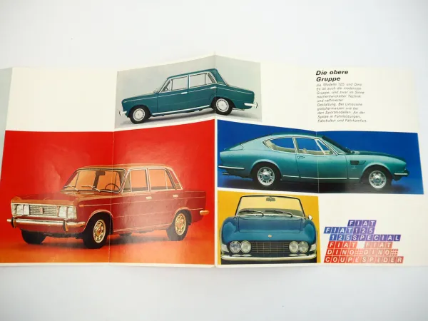 Fiat 500 600 850 1100 124 125 Dino Produktprogramm PKW Prospekt 1960er Jahre