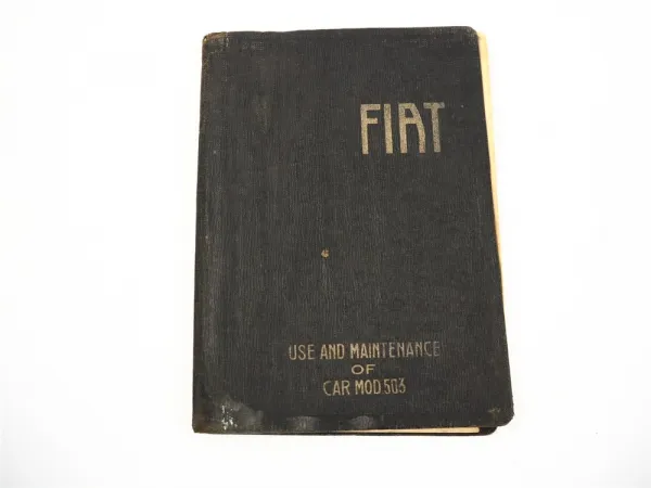 Fiat 503 Car Model 24 PS Use and Maintenance app. 1920 English