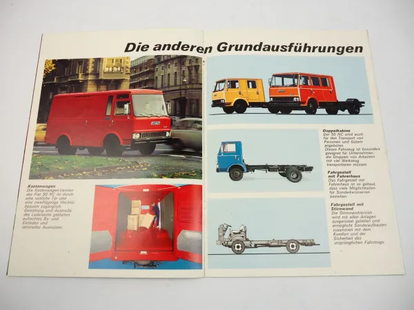 Fiat 50NC LKW Kastenwagen Pritschenwagen Kleinlaster Prospekt 1970er Jahre